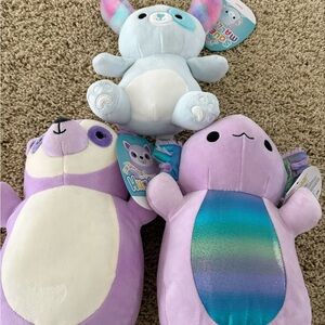Squishmallows Blue and Purple Stuffed Animals
